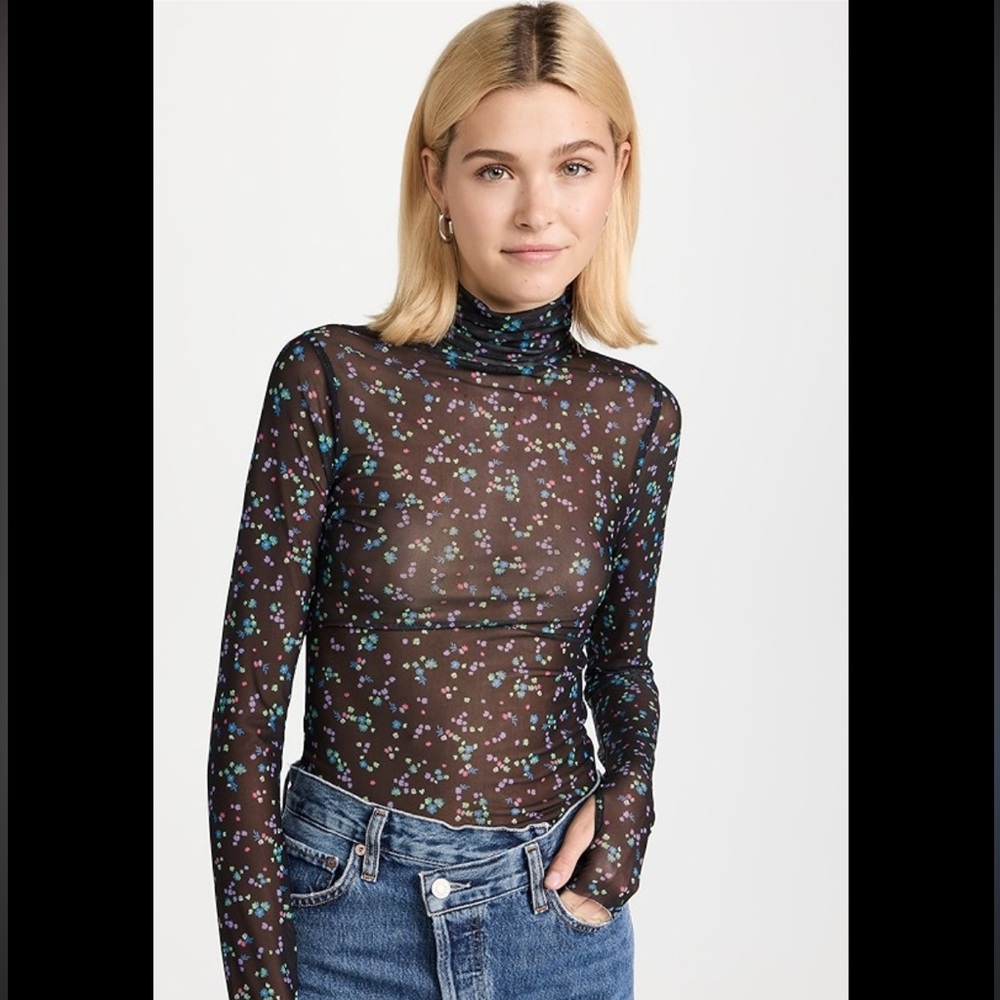AFRM Multicolor Floral Sheer Blouse